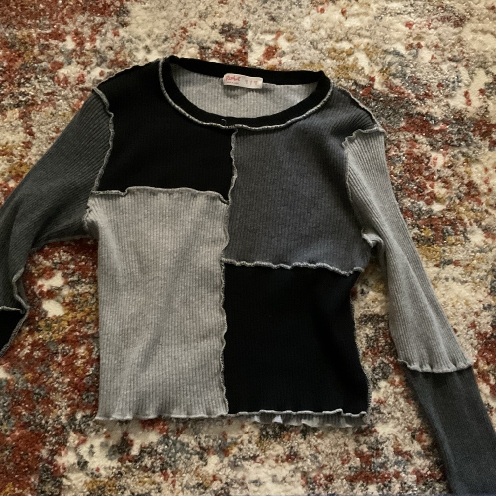 Patchwork Black and Gray top